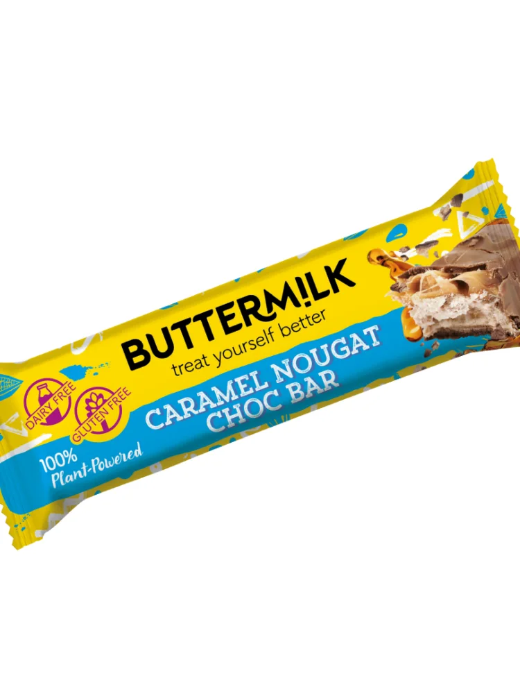 A Buttermilk caramel nougat chocolate bar