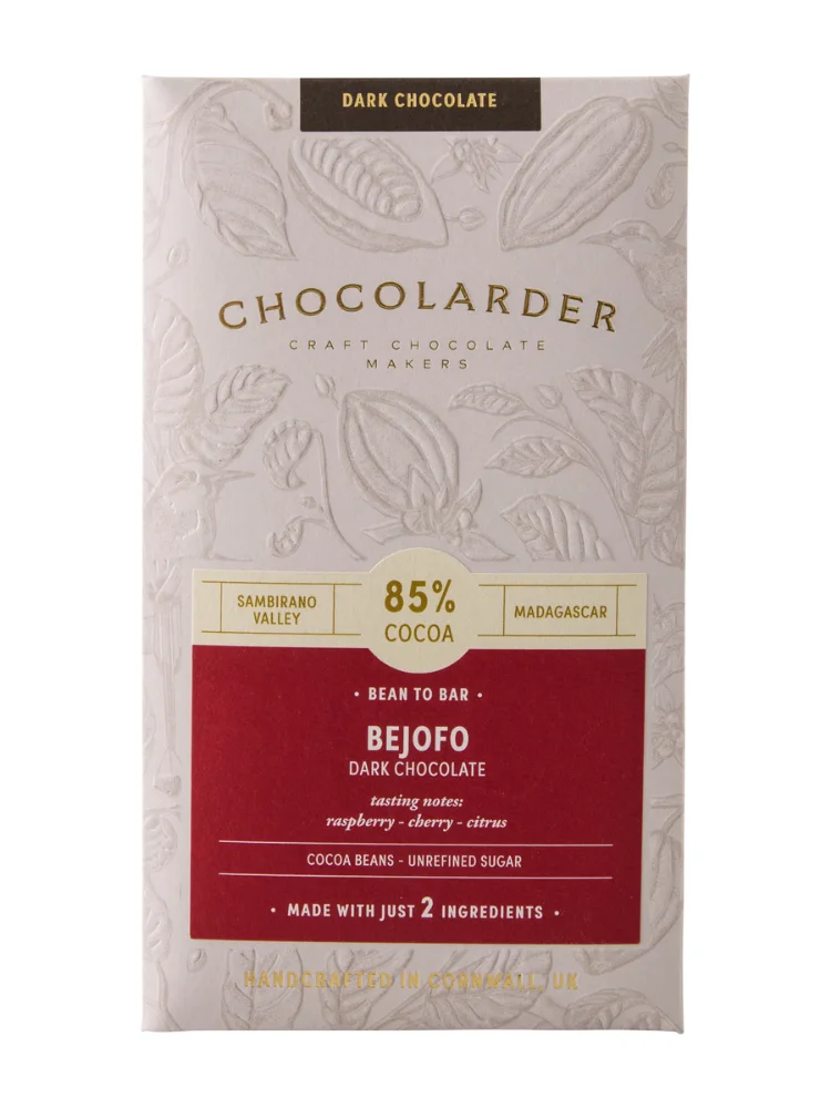 A Chocolarder Bejofo 85% dark chocolate bar