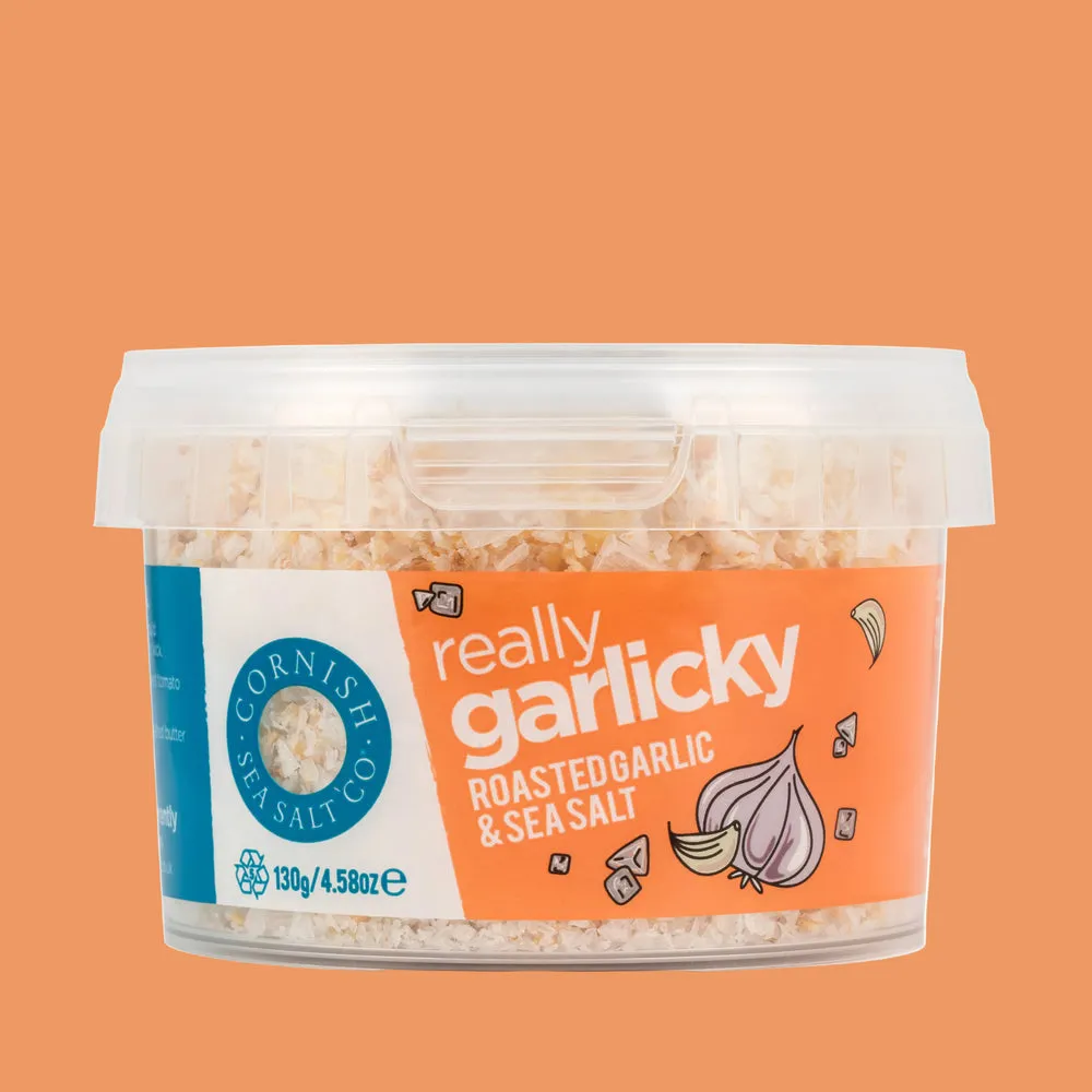A pack of Cornish Sea Salt Really Garlicky seasoning