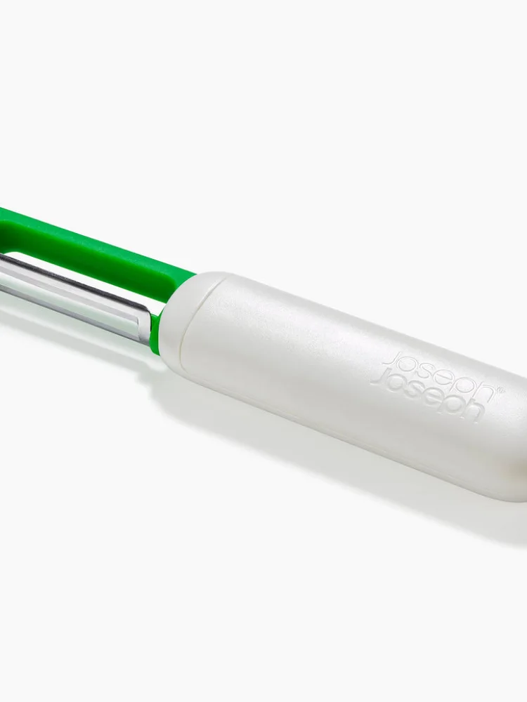 A green Joseph Joseph SlideStore peeler