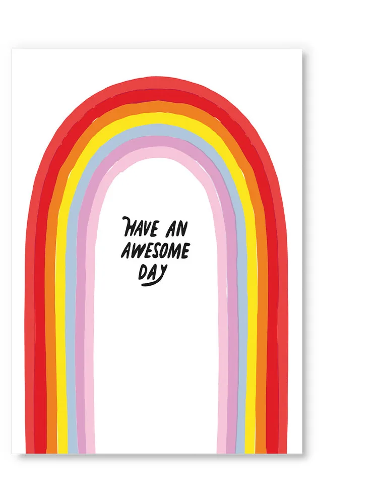 A colourful Have An Awesome Day lettering postcard