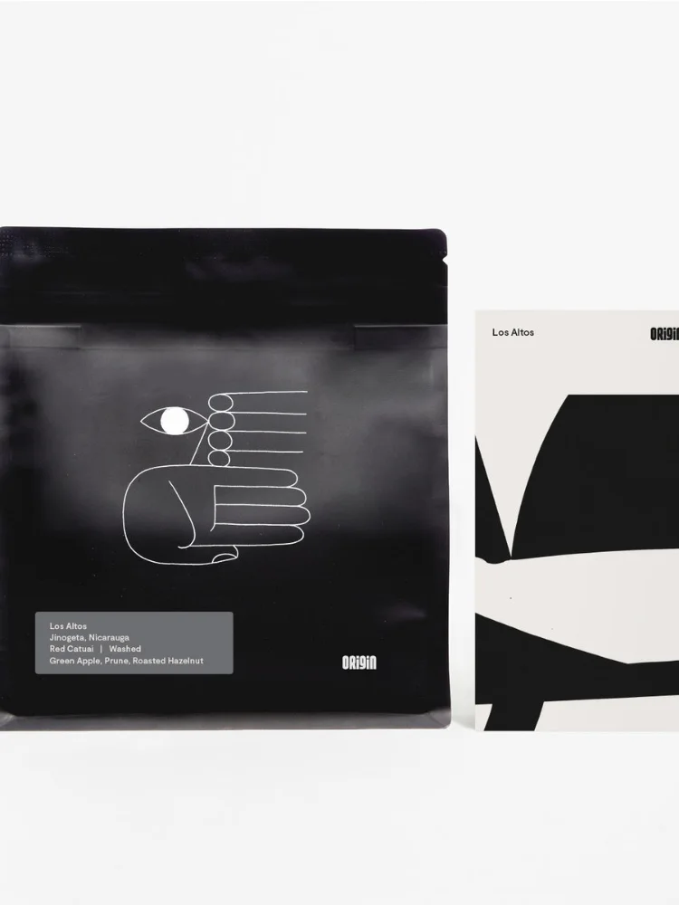 A bag of Origin Los Altos coffee beans