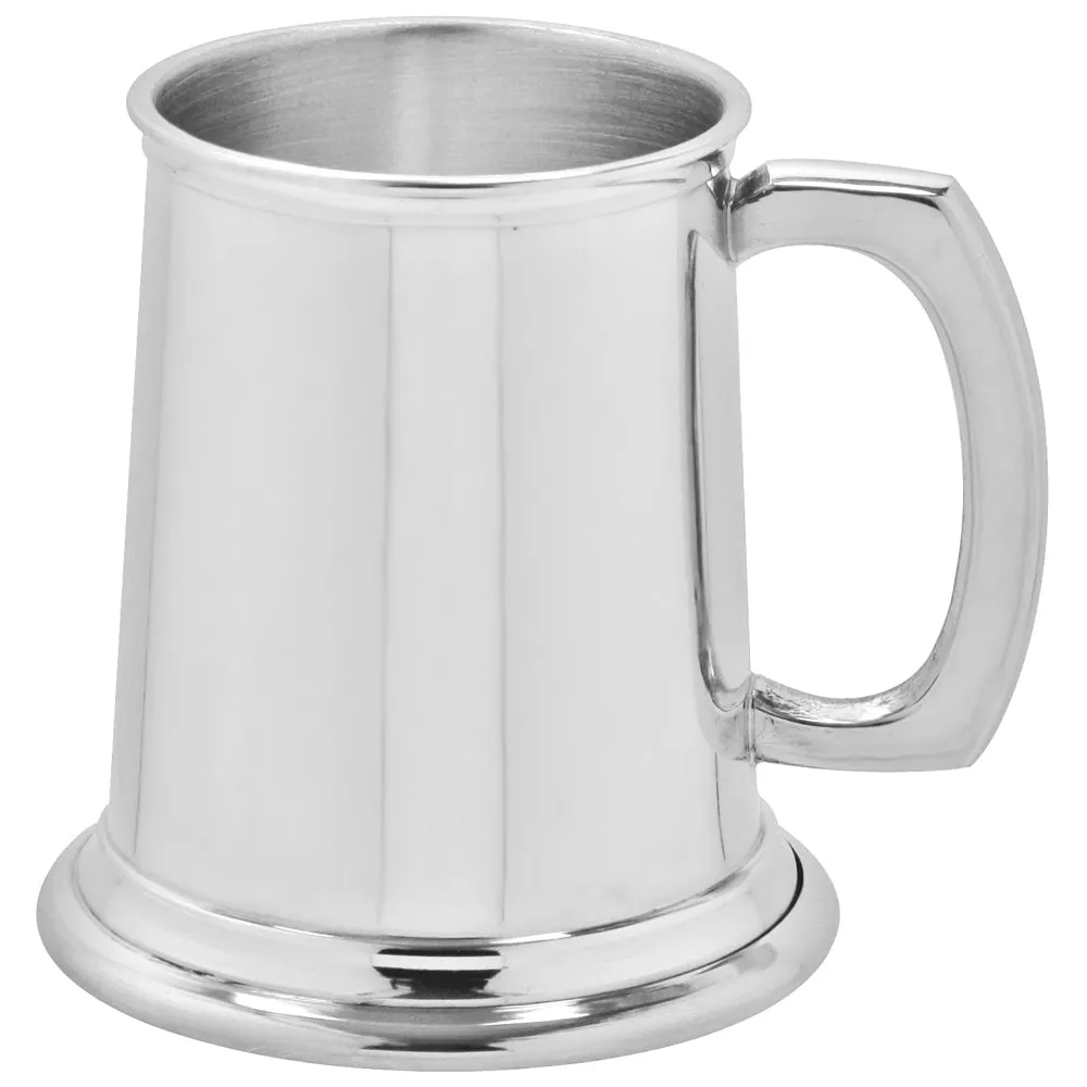 A traditional half pint pewter tankard
