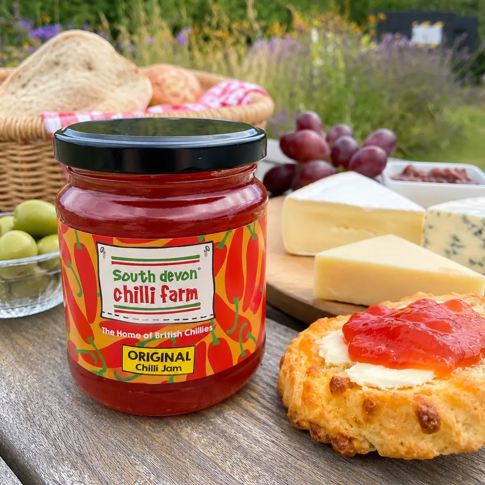 A jar of South Devon Chilli Farm chilli jam