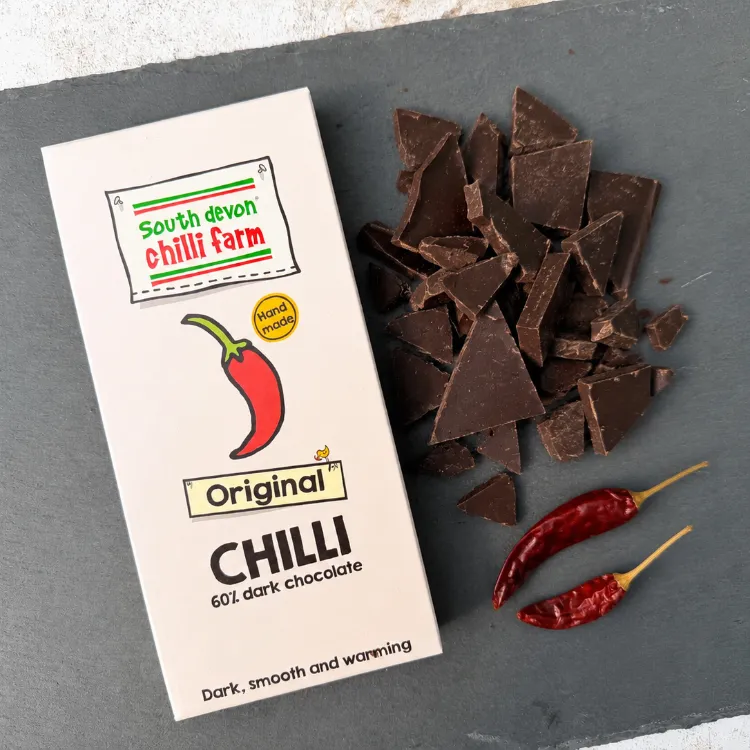A bar of South Devon Chilli Farm original chilli chocolate