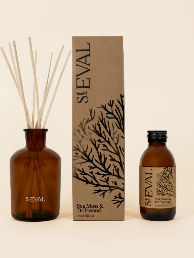 A St Eval Sea Moss and Driftwood reed diffuser
