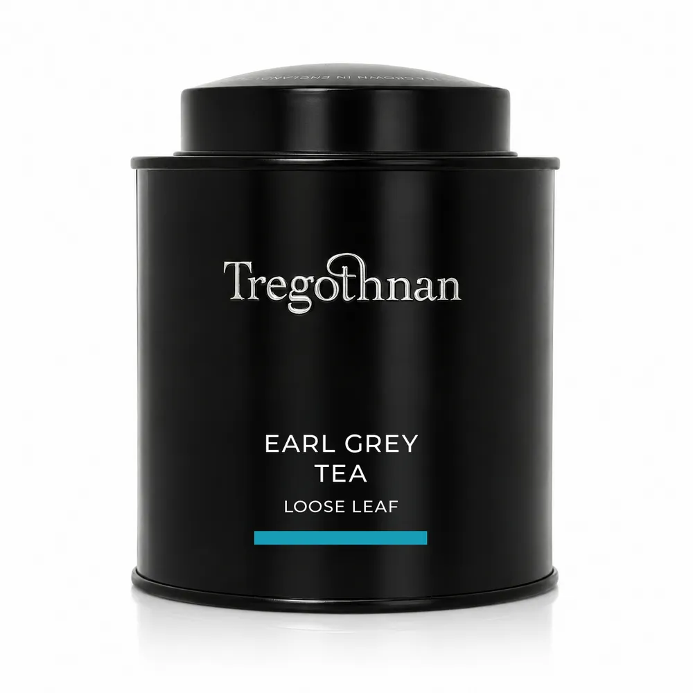 A tin of Tregothnan Earl Grey loose leaf tea