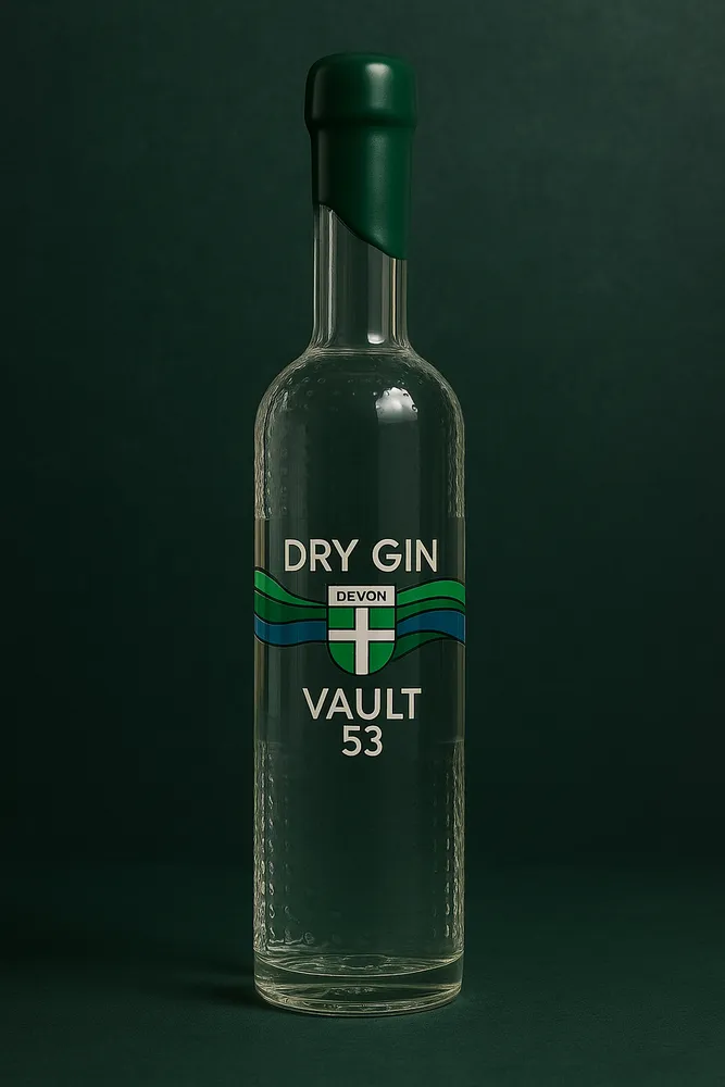 A bottle of Vault 53 dry gin