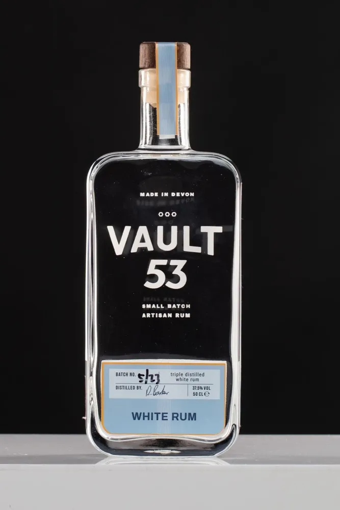 A bottle of Vault 53 white rum